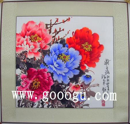 牡丹富貴蘇繡，蘇州刺繡牡丹畫，鎮(zhèn)湖蘇繡廠