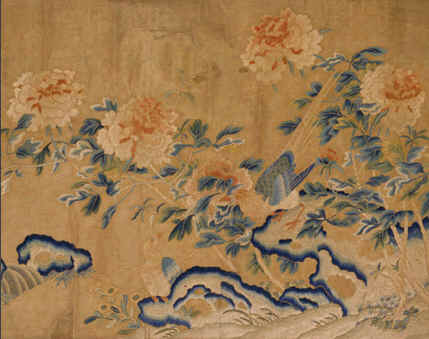故宮繡品，刺繡收藏品，刺繡牡丹雉雞圖